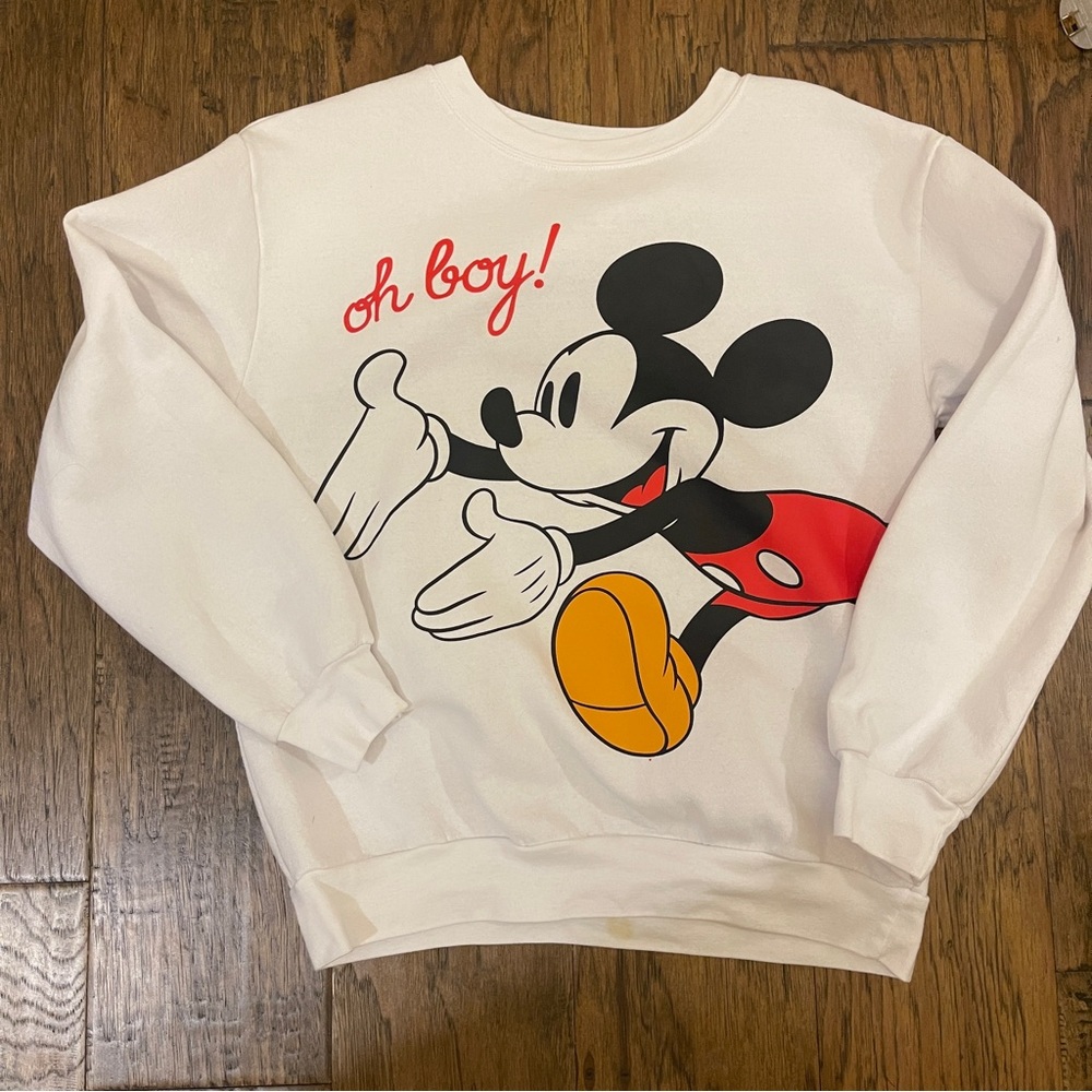 Disney Mickey Mouse “Oh Boy” Sweatshirt | White | Size 11/13 Large Juniors